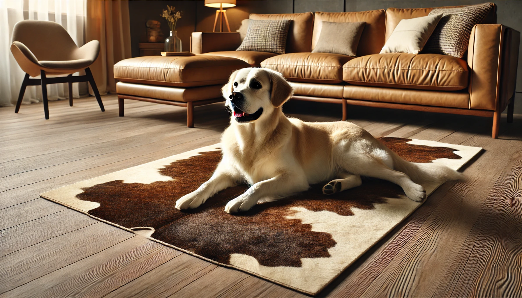 Easy to clean cowhide rug for pet owners