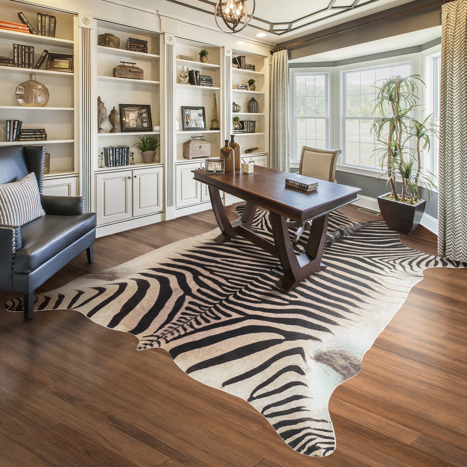 Stylish faux zebra cowhide rug for modern interiors - CowKobe