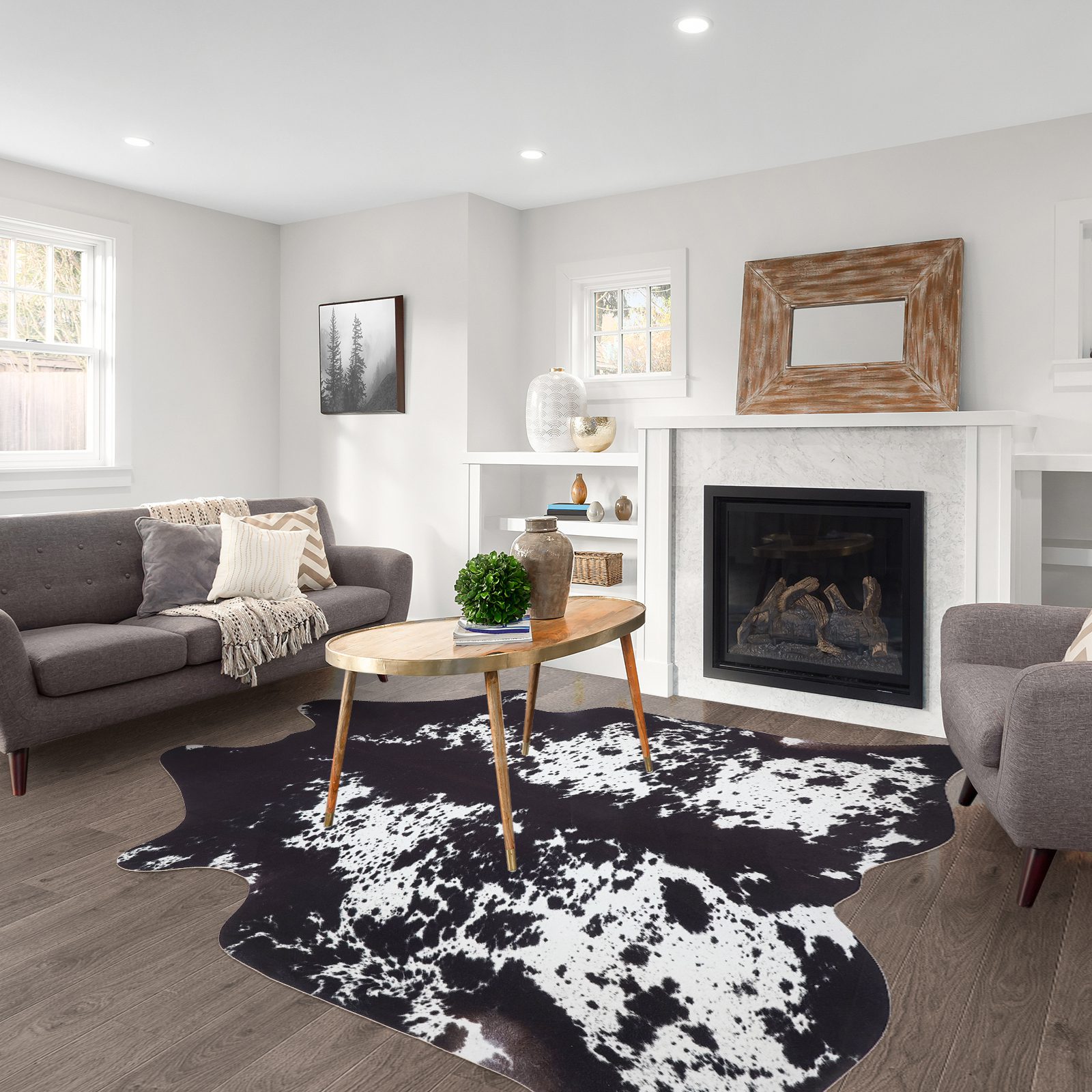 Western vintage black and white faux cowhide rug - CowKobe best seller