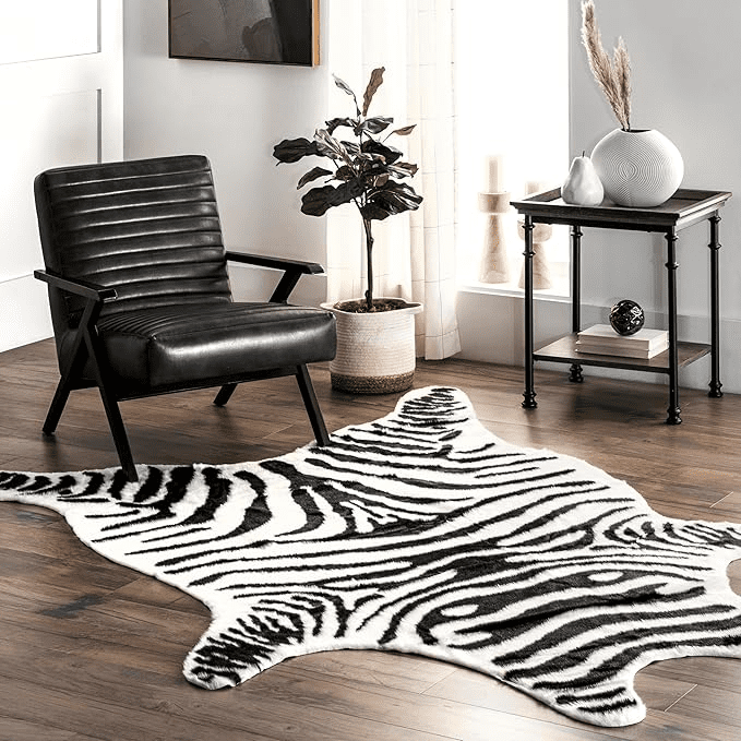 Modern Living Room with Cowhide Rug