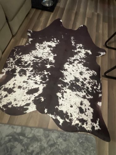 Black and White Faux Cowhide Rug Cow Pattern Western Style Home Decor Faux Fur Cowhide Area Rug For Living Room and Bedroom photo review