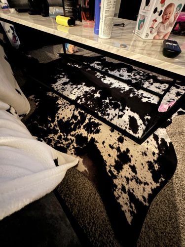 Black and White Faux Cowhide Rug Cow Pattern Western Style Home Decor Faux Fur Cowhide Area Rug For Living Room and Bedroom photo review