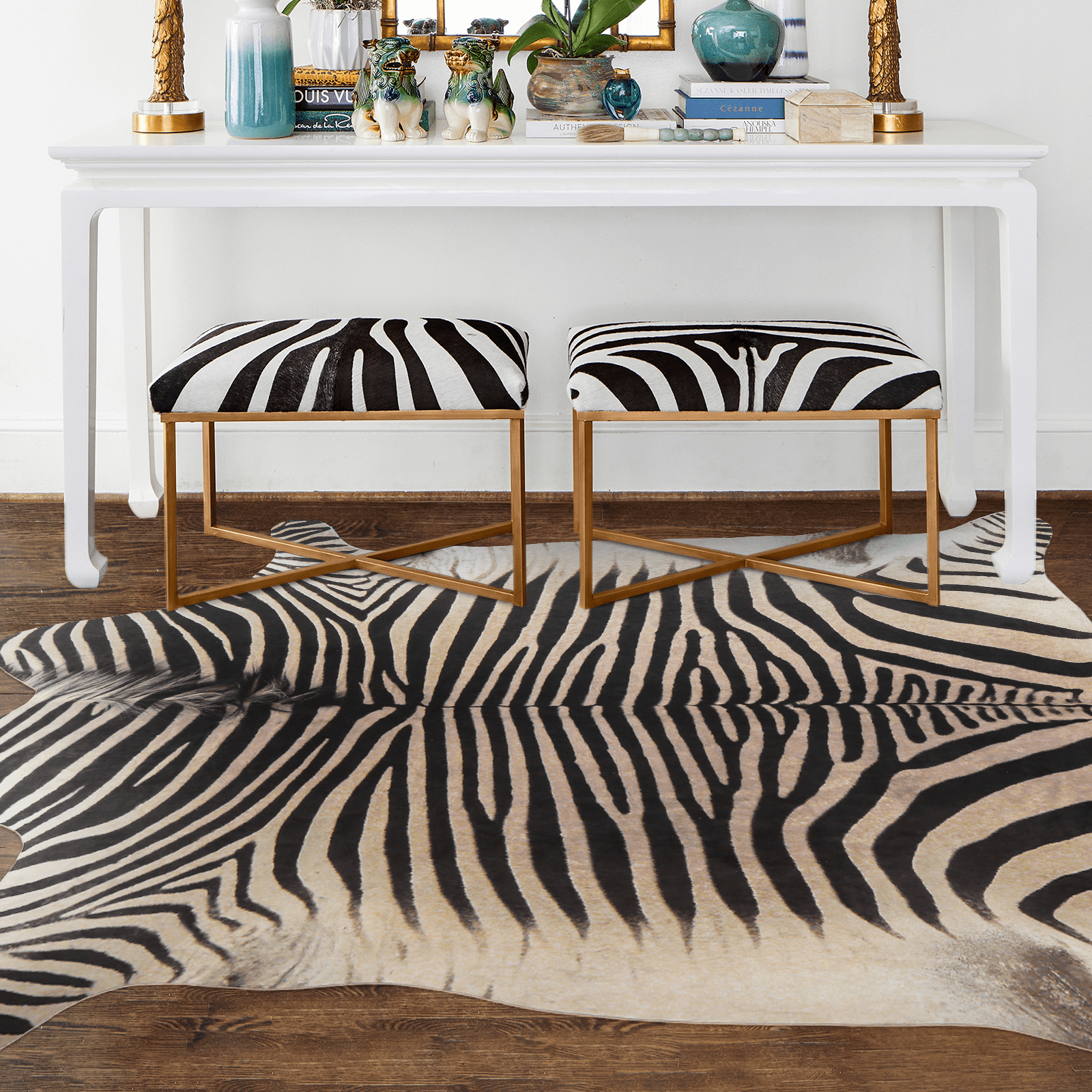 Bedroom Decor with Zebra Rug Accent