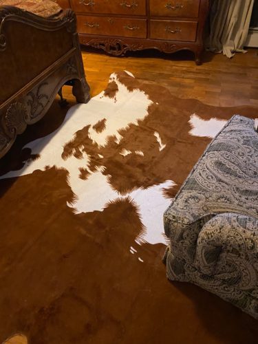 Brown And White cow skin Rug Faux Cowhide Rug Cow Print Faux Fur Rug, Living Room Bedroom Baby Room, Rustic Western Accents photo review