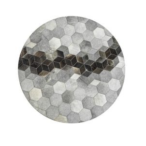 Grey Cowhide Patchwork Rug,Lozenge Design Leather Cowhide Rug Western Home Decor Area Non-Slip Floor Carpet Patchwork Leather Carpet For Living Room,Bedroom,Entrance Door