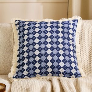 Boho Throw Pillow，Blue Plaid Pillow Covers 18x18 Moroccan Throw Pillows Boho Lumbar Pillow Cover For Sofa Couch Bed, Olive Neutral Western Decoration