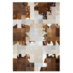 Faux Cowhide Rug,Patchwork Rectangular Brown Cow Print Rug Western Decor Cow Print Rug For Living Room,Bedroom,Kitchen Square Design