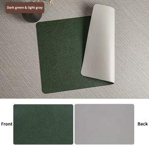 Cowhide Coaster,12×17 inch Cowhide Placemats Green And Grey Set of 2 Units