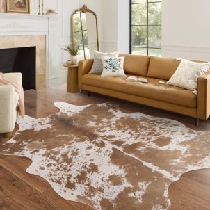 Faux Cowhide Rugs,Yellow Spot Style Western Decor Cowhide Carpets For Bedroom Living Room Dining Room Office